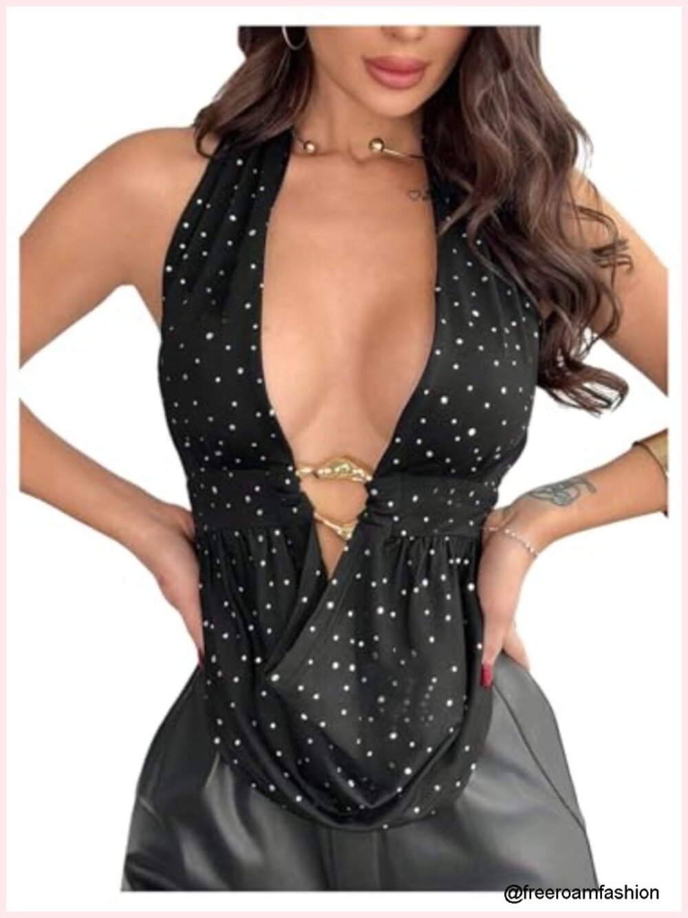 Sexy Halter Top Open Back Deep V Neck Sleeveless Tank Top Party Clubwear